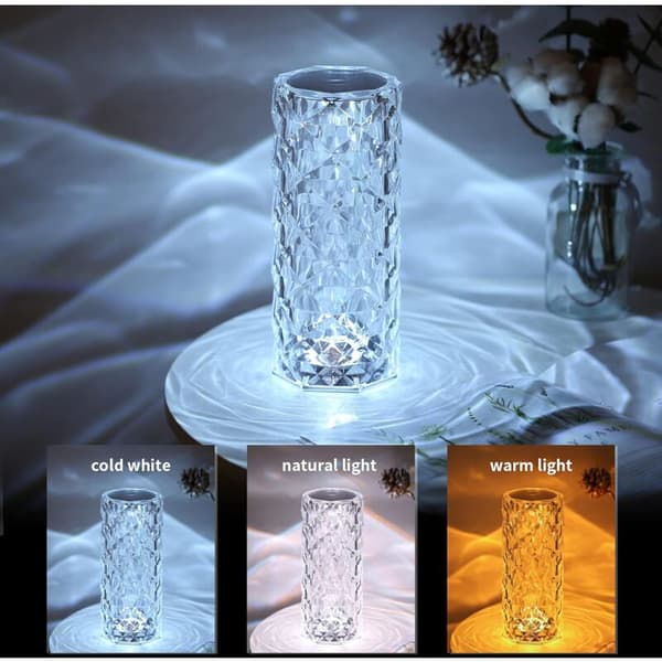 LED Bordlampe Krystallroselys Projektor 3 Touch Justerbar Romantisk Diamant Atmosfærelys USB Touch Nattlys