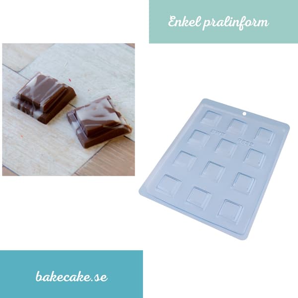 Pralinform Firkant Sjokoladeform - BWB 9532 Transparent transparent