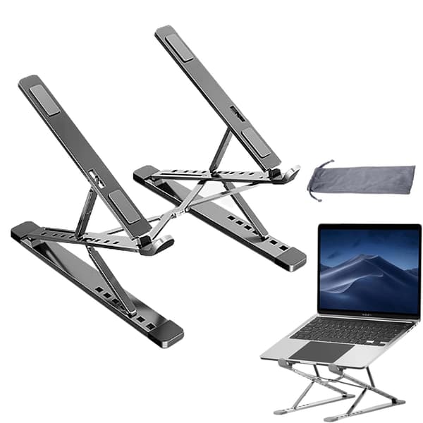 Bærbart laptopstativ Kompatibelt med skrivebord, let aluminium, dobbeltlags, foldbart, højde- og vinkeljusterbart, ergonomisk[LD]