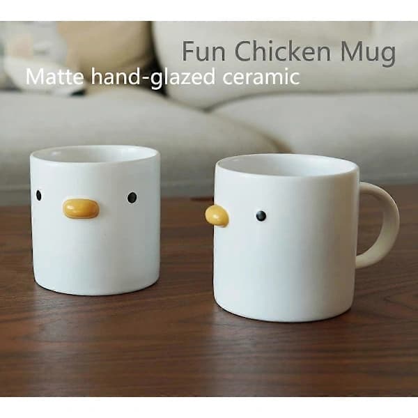 Funny Chicken Coffee Mug, Handmade Glazed Duck Mug, Safe Ceramic Milk Latte Mugs