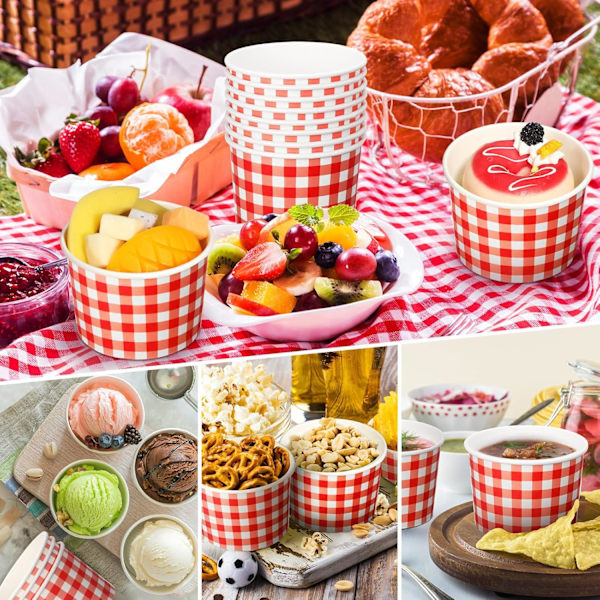 100-pakning 9 oz Gingham-fest Red