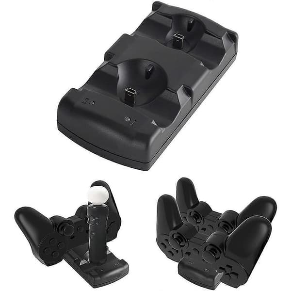PS3 Håndkontroll Ladestasjon med LED-indikator for Dualshock & Move[JUN]