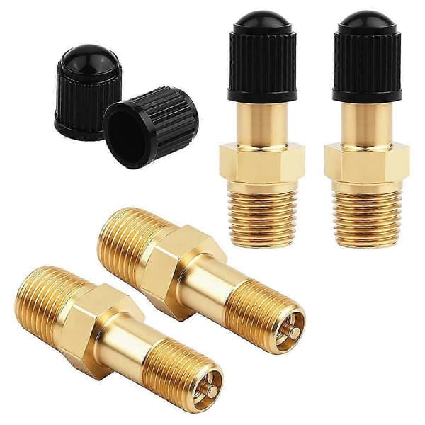 4-pack mässings 1/8\" Schrader-ventilset med tätningshattar Guld Gold