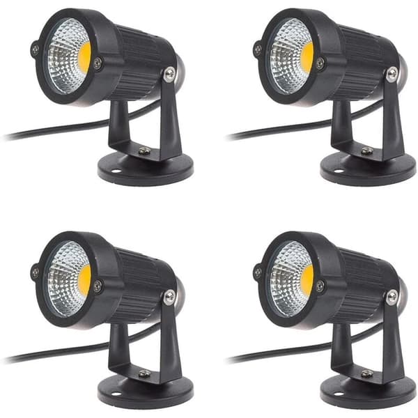 Sarja 4 Cob LED-kohdevalaisinta 5W 220V Säädettävät puutarhakohdevalot ulkovalaistus puutarha terassi (lämmin valkoinen)
