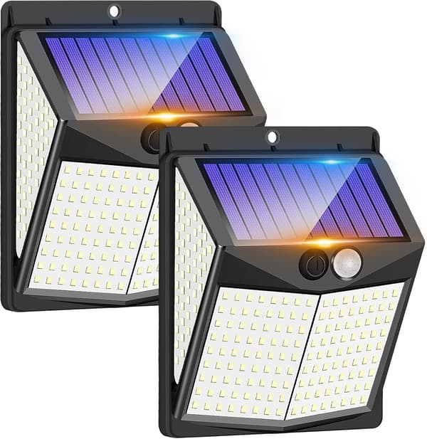 Udendørs solcellelamper, 238 LED solcellelamper og 3 tilstande bevægelsessensor 270° vidvinkel solcellelamper IP65 vandtæt solcelle væglampe