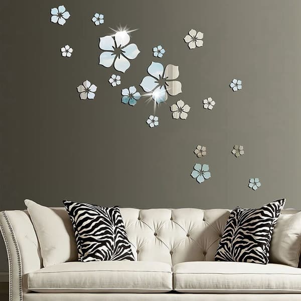 3D Crystal Floral Wall Decals, Removable Wall Stickers, Acrylic Wall Decals for Kids Room, DIY Decoration -3