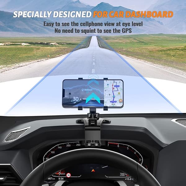 Biltelefonholder dashbord, 360° roterbar telefonholder for bil
