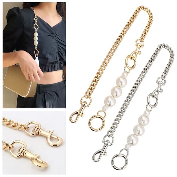 Bag Chain Extender Bag Chain for Handbag Pearl Extension Gold