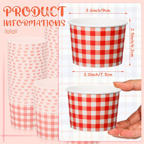 100-pakning 9 oz Gingham-fest Red