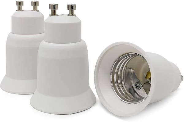 3-paknings lampebaseadapter hvit Gu10 til E27 sokkeladapter for lavenergi halogen LED-lamper