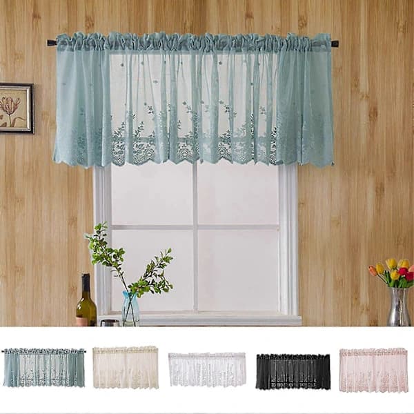 Polyester Romantic Floral Curtain Valance - Fine Craftsmanship - Wide Application - Window Decoration Black 137x90cm_tfrf