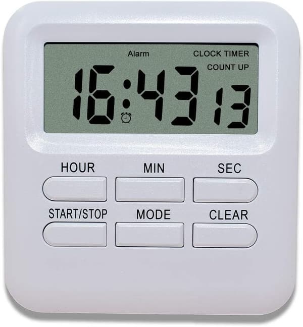 Digital Timer med Klokke/Vekkerklokke Funksjon 3 i 1, Magnetisk Ki