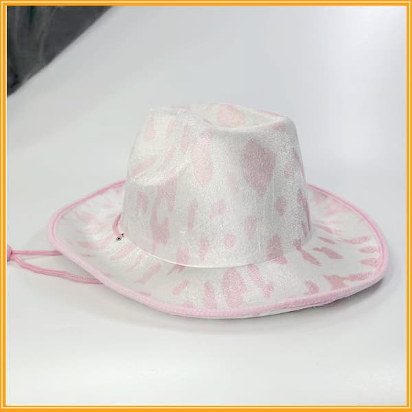 Rosa prikkete cowboyhatt Halloween Western Melk Cowboyhatt