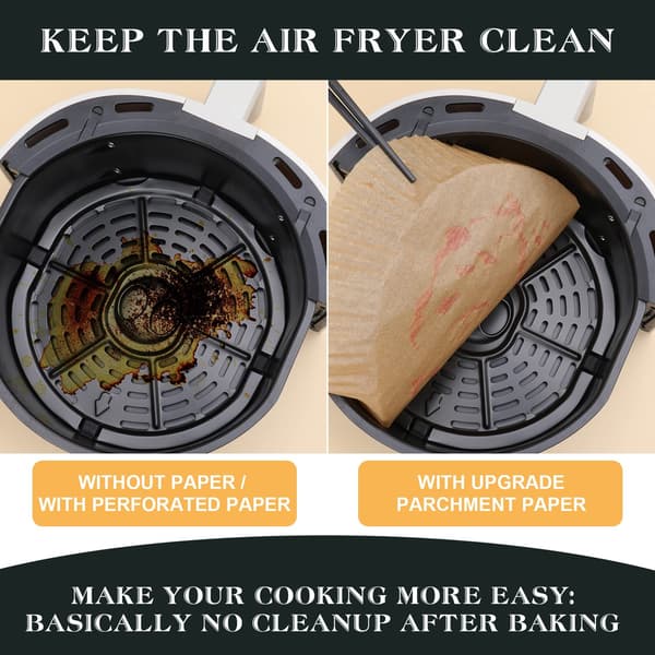 Airfryer Papirforinger, 20 cm, 100-pak, Naturlig, Non-Stick Pergament, Engangs
