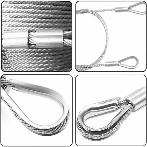 250-pack aluminium wire clips in 6 different sizes - Assorted double ferrules and 5 sizes of clips for wire rope