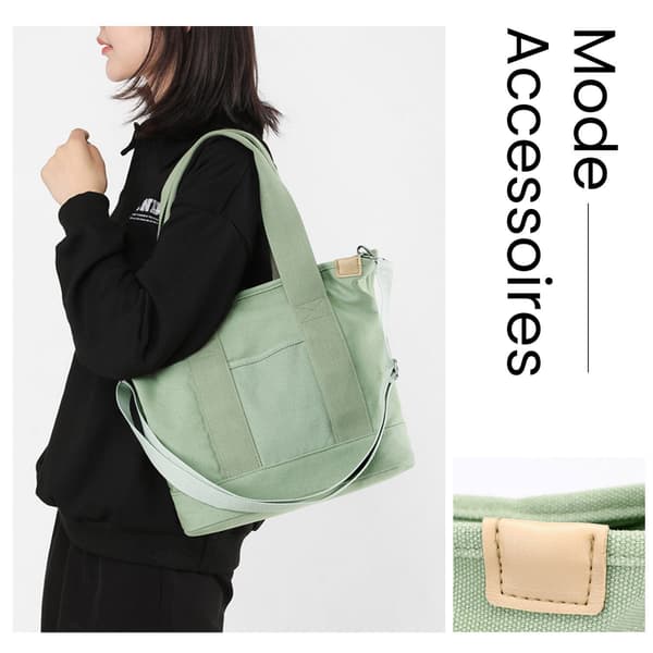 Grøn Canvas Taske Dame Casual Tote Håndtaske