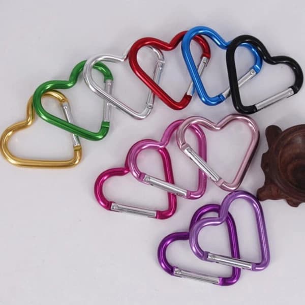 2 st Hjärtformade Nyckelring Karbinhake Klättring Hängande Snäpp Nyckelring Clip Blå Blå Blue