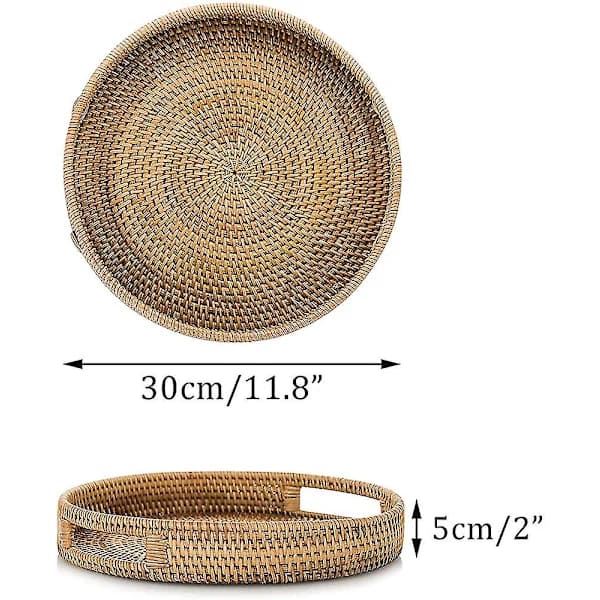 Rottebrett med håndtak 30 cm håndvevde kurvbrett rottingbrett rustikk
