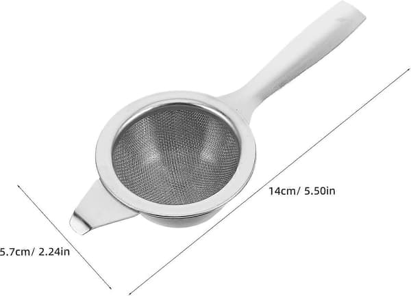 Stainless Steel Tea Strainer with Long Handle and Drip Bowl, Fine Mesh Tea Infuser for Loose Leaf Tea