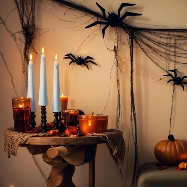 4-pack Halloween Ghost Candles, Battery Operated LED Flameless Flickering Decorations for Parties 4 pcs