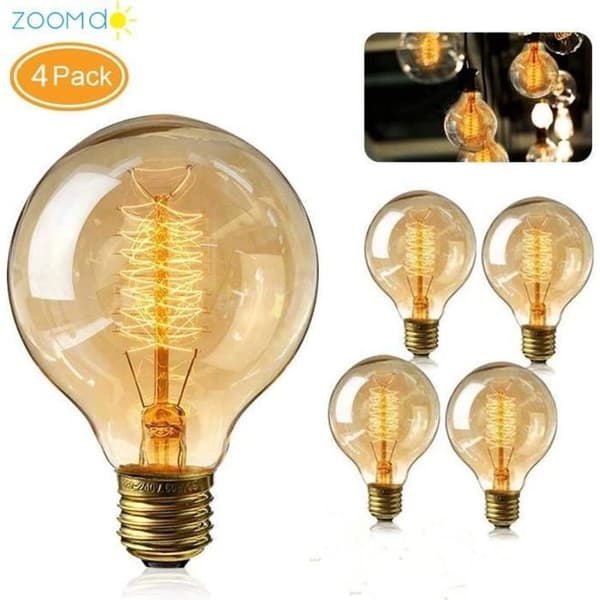 Zoomdo Vintage Edison -lamppu E27 - Lämmin valkoinen 40W - 4 kpl