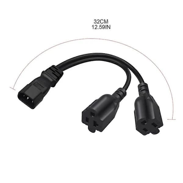 IEC320 C14 till Nema 5-15R + 5-20R strömkabel 1-till-2 Y-splitter adapter