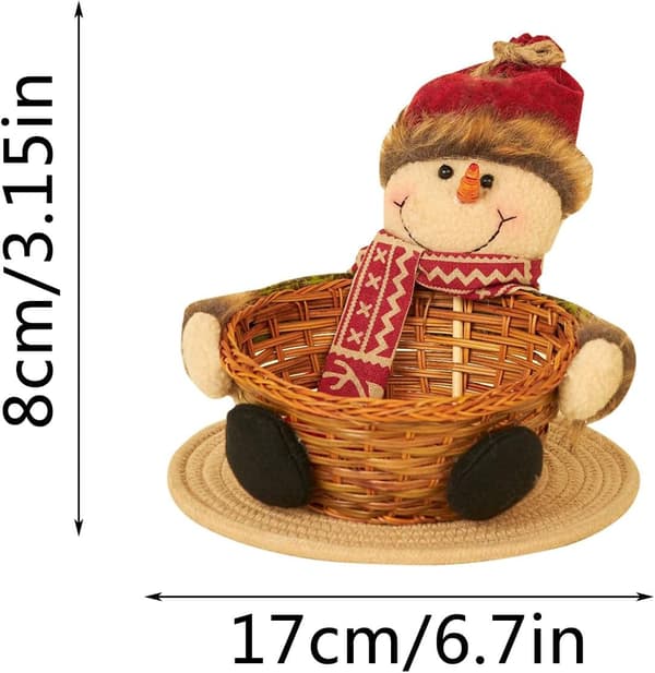 Juledukke slik kurv, snemand, 17x8cm