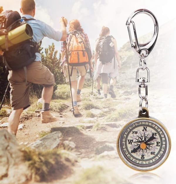 2-pack Kompass Nyckelring, Vintage Utomhus Camping Vandring Navigation