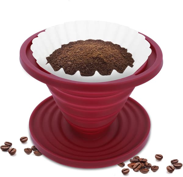 Sammenklappelig kaffefilterholder til filterkaffe, bærbar kaffebrygger til camping, genanvendeligt silikonefilter til vandring og camping