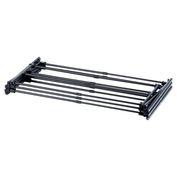 Vertical, retractable drying rack in adjustable metal, black