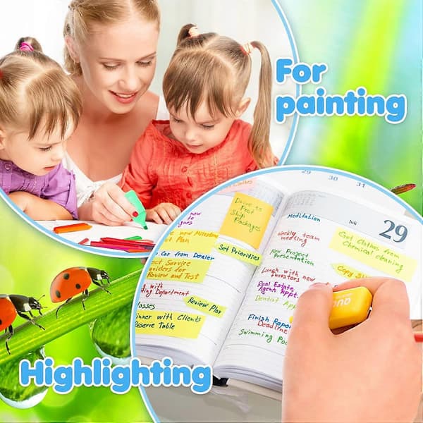 Highlighter, 6-pak Søde overstregningstusser Assorterede farver Mejselspids Highlighter Vandbaseret Hurtigtørrende Bløder ikke igennem