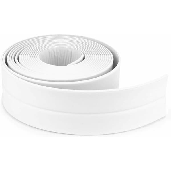 Selvklebende hvit silikonlist for badekar med hjørnekutter (320x3,8cm)[JUN]
