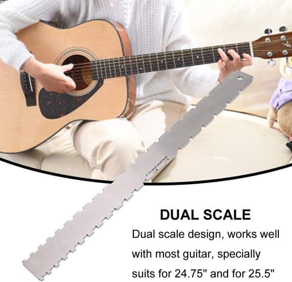 Rak Rakt Kant Noterad Gitarrhals Luthjersverktyg, Rostfritt Stål Gitarrhals Linjal, Stränghöjdsmätare för 25,5\"-25,5\" Gitarrband