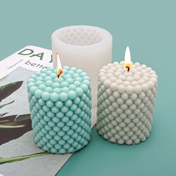 Sylinderformet DIY-lys med kule 7 cm hvit