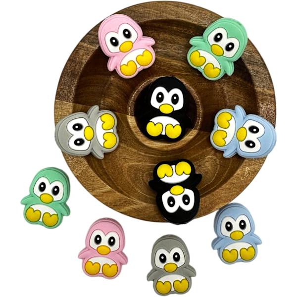 10 STK Pingvin Silikoneperler 10 STK Penguin