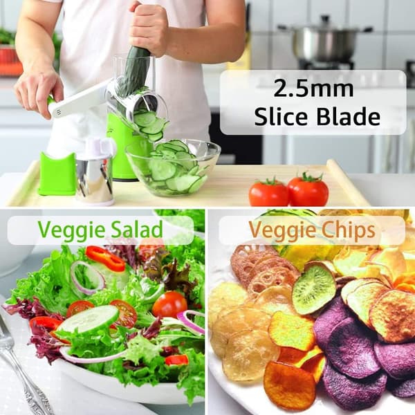 Round Cheese Grater (Red), Vegetable Slicer for Cheese, Carrots, Potatoes, Nuts, Cucumber