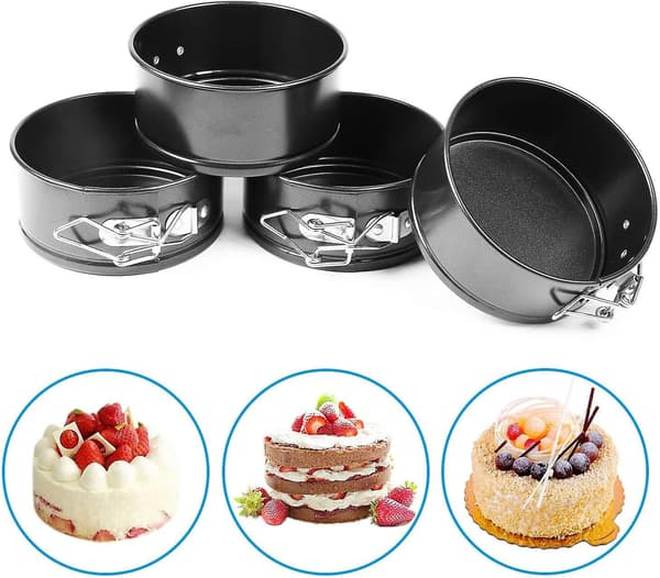 4-tommer springform bageforme - Non-stick rund bageform med kagedekorationer til hjemmebag