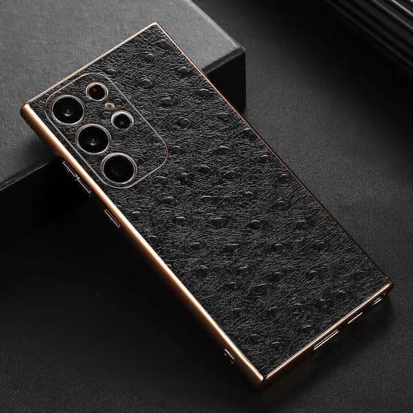 For Samsung Galaxy S23 Ultra 5G Leather Ostrich Texture Nano Electroplating Mobile Phone Case