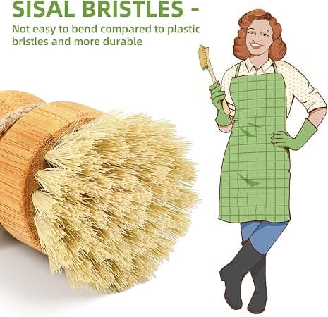 Bamboo Brush for Sink, Natural Wood Dish