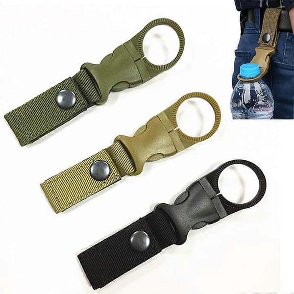 Vattenflaskspänne Vattenflaskögla Hållare för Ryggsäcksremmar Utomhuscamping, Vandring, Svart, Grön, Khaki, Röd 4-pack [DB]