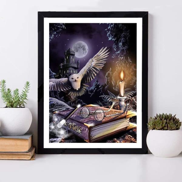 Diamantmalingssett, Magic Eagle DIY 5D Full Diamond Art for avslapning og hjemmeinnredning 12x16 tommer