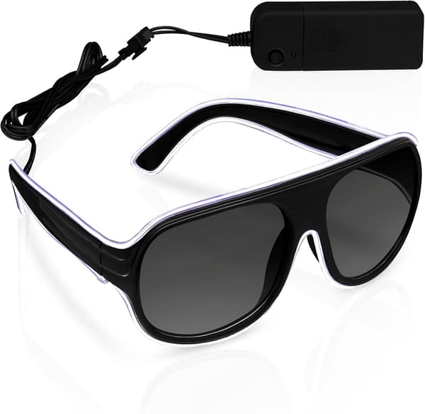 Kirkkaat aurinkolasit Aviator White EL Wire Neon LED Flashing Glass