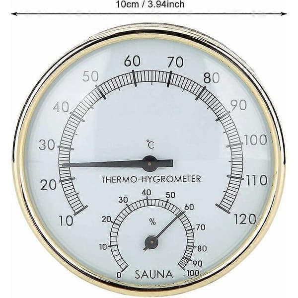 Digitalt badstuetermometer Hygrometer Fuktighet Temperaturmåler, Badsturom Hygrometer Gullklokke Badstutilbehør 100X31mm
