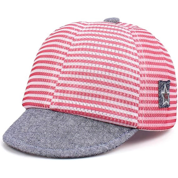 Sommerbabyhat med stjernebroderi 6 - 36 måneder (Røde striber 43 -
