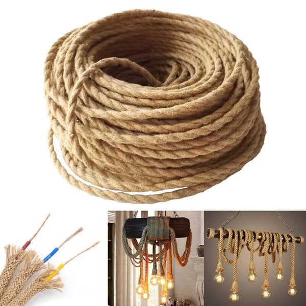10m 3x0.75mm² Electrical Cable with Textile Conductor for Lamps, Flame Retardant PVC Insulation, Flexible for Indoor Installation