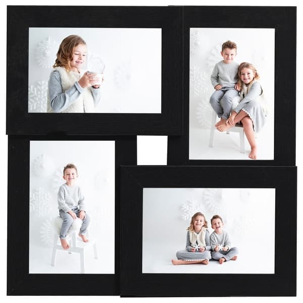 vidaXL Fotoramme til 4x(10x15 cm) billeder sort MDF Svart black