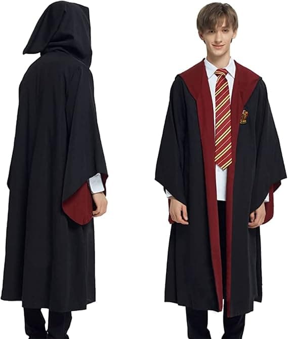 Gryffindor Troldmandsrobe Kostume med Slips til Voksne, Halloween Cosplay Outfit [JUN]