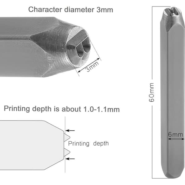 37 deler bokstaver og tall for stempling, 3 mm metallbokstavstempel, A-Z 0-9 og symboler, metallbokstav- og tallstempel for stempling