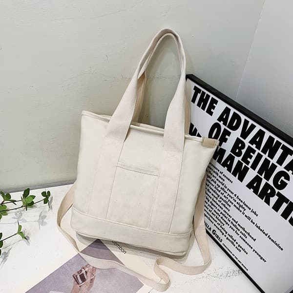 Hvid Lærredstaske Dame Casual Tote Håndtaske