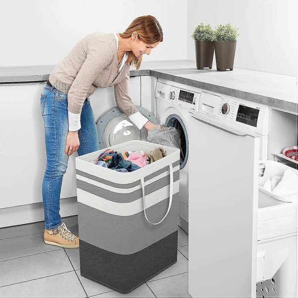2-pack Large Laundry Hamper, Waterproof, Freestanding Laundry Basket, Foldable Tall Clothes Hamper with Extended Handles for Clothes, Toys at Home-FA-